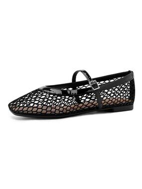 Mesh Ballet Flats Square Toe Buckle Strap Casual Women's Shoes